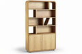 **Technische titel in het Nederlands:** Moderne houten boekenkast met open planken en opbergruimte