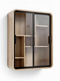 **Technische Titel in het Nederlands: Moderne wandkast met glazen deuren en houten afwerking**