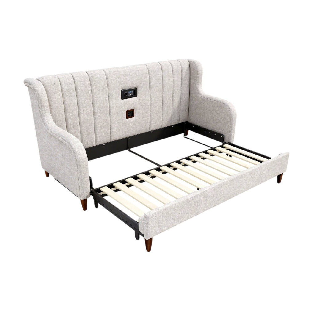 Moderne slaapbank met USB-oplaadpoort en uitklapbaar bed