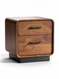 Moderne nachtkast met houten afwerking en minimalistisch ontwerp